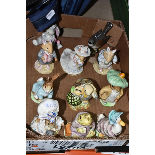 489 - TWO BOXES AND LOOSE CERAMICS, to include a collection of six mid-century Beswick Beatrix Potter's ch... 