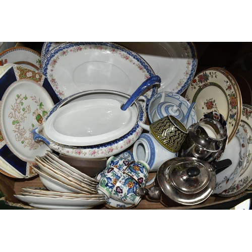 497 - SIX BOXES OF CERAMICS AND GLASSWARE, to include Copeland-Spode 'Spode's Byron' pattern soup dishes, ... 