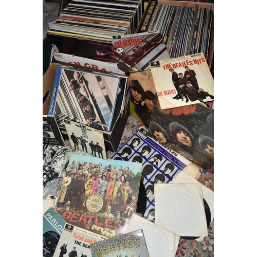 518 - THREE BOXES OF VINTAGE LP RECORDS ETC, to include Bob Marley and the Wailers - Confrontation, Lindis... 