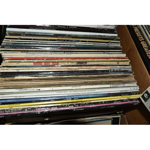 518 - THREE BOXES OF VINTAGE LP RECORDS ETC, to include Bob Marley and the Wailers - Confrontation, Lindis... 