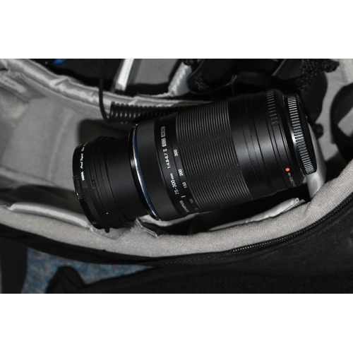 521 - OLYMPUS FITTING  MICRO 4/3 CAMERA LENSES ETC, comprising a Olympus 60mm f2.8 macro lens with box, Ol... 