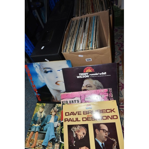 528 - TWO BOXES AND TWO CASES OF LP RECORDS ETC, to include rock, blues, jazz and country, artists include... 