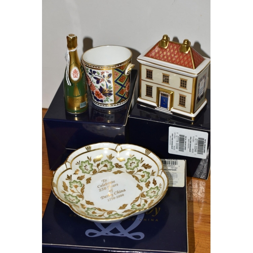 565 - A GROUP OF BOXED ROYAL CROWN DERBY GIFTWARE, comprising a champagne bottle and ice bucket, 'The Chin... 