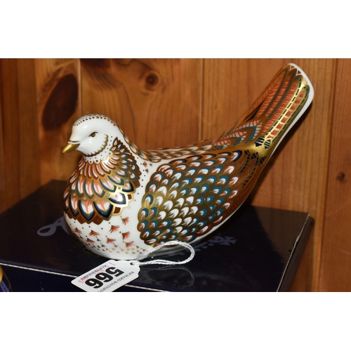 566 - SIX ROYAL CROWN DERBY PAPERWEIGHTS, comprising boxed Turtle Dove with gold stopper, boxed Bee-Eater ... 