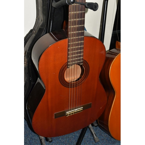 594 - TWO ACOUSTIC GUITARS WITH CASES, comprising a Spanish BM 'Concert Grande' with a soft blue case and ... 