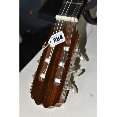 594 - TWO ACOUSTIC GUITARS WITH CASES, comprising a Spanish BM 'Concert Grande' with a soft blue case and ... 