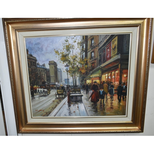 599 - W. JERRY (CONTEMPORARY) 'PORTE SAINT-DENIS, EVENING', a French street scene after Edouard Cortes, si... 