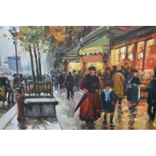 599 - W. JERRY (CONTEMPORARY) 'PORTE SAINT-DENIS, EVENING', a French street scene after Edouard Cortes, si... 