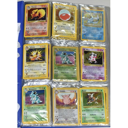 610 - FOLDER OF POKEMON CARDS, includes cards from Base Set, Jungle Set and Fossil set, card condition var... 