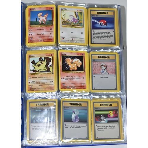 610 - FOLDER OF POKEMON CARDS, includes cards from Base Set, Jungle Set and Fossil set, card condition var... 