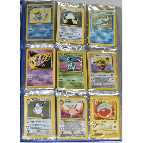 610 - FOLDER OF POKEMON CARDS, includes cards from Base Set, Jungle Set and Fossil set, card condition var... 