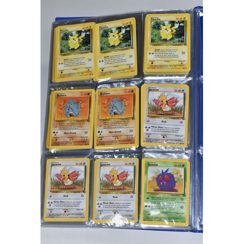 610 - FOLDER OF POKEMON CARDS, includes cards from Base Set, Jungle Set and Fossil set, card condition var... 