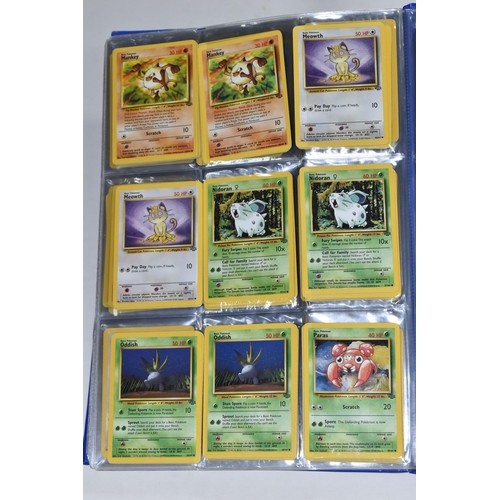 610 - FOLDER OF POKEMON CARDS, includes cards from Base Set, Jungle Set and Fossil set, card condition var... 