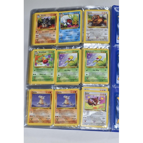 610 - FOLDER OF POKEMON CARDS, includes cards from Base Set, Jungle Set and Fossil set, card condition var... 