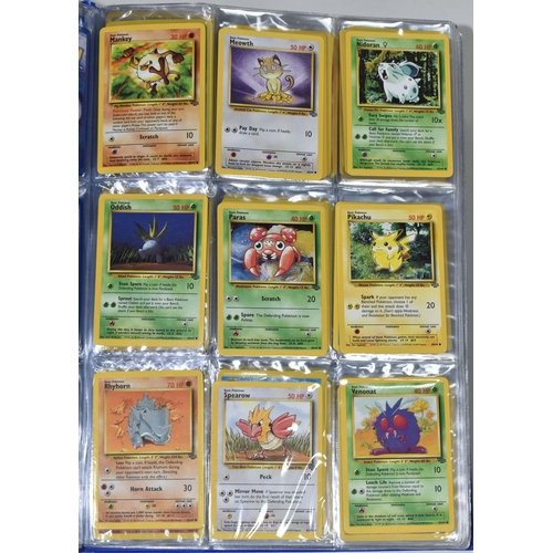 610 - FOLDER OF POKEMON CARDS, includes cards from Base Set, Jungle Set and Fossil set, card condition var... 