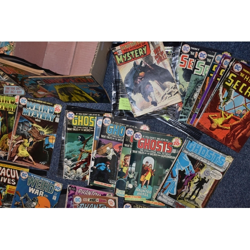 612 - ONE BOX OF VINTAGE COMICS, are primarily horror themed, comic condition varies (1 box)