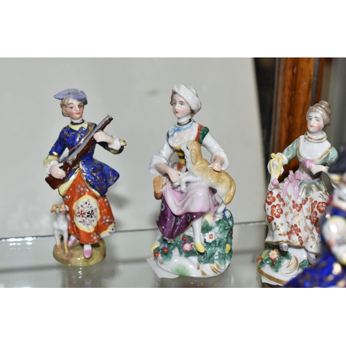 625 - SIX 20TH CENTURY MINIATURE PORCELAIN SCENT BOTTLES, to include three examples with pseudo gold ancho... 