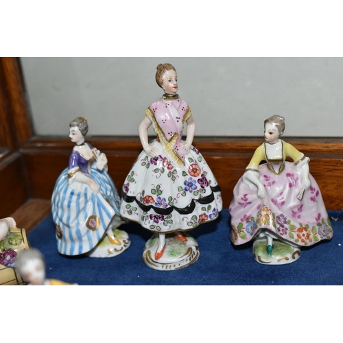 635 - SIX 19TH AND 20TH CENTURY FIGURAL PORCELAIN SCENT BOTTLES, comprising Sitzendorf example of a female... 