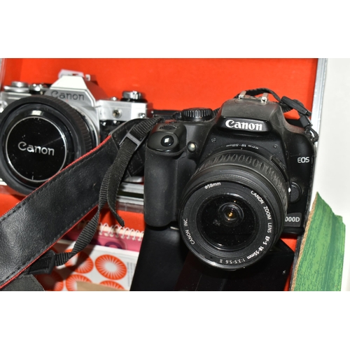 641 - VINTAGE PHOTOGRAPHIC EQUIPMENT ETC, comprising a Canon AE-1 35mm SLR film camera with a Canon 50mm f... 