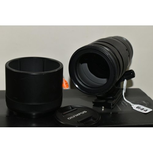 644 - A BOXED OLYMPUS MICRO 4/3 40-150MM F2.8 PRO ZOOM LENS, together with lens caps and lens hood, Condit... 