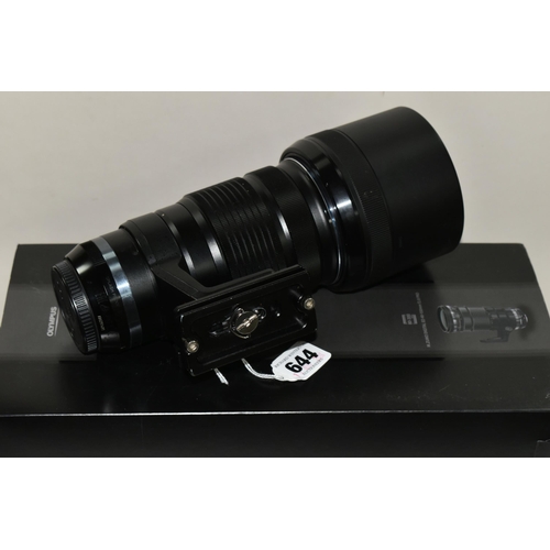 644 - A BOXED OLYMPUS MICRO 4/3 40-150MM F2.8 PRO ZOOM LENS, together with lens caps and lens hood, Condit... 