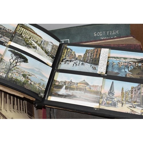 649 - ONE BOX OF EPHEMERA containing albums of early 20th century postcards from Europe and the UK, scrapb... 