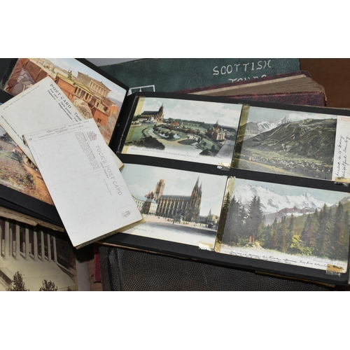 649 - ONE BOX OF EPHEMERA containing albums of early 20th century postcards from Europe and the UK, scrapb... 