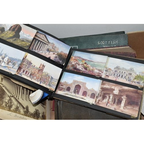 649 - ONE BOX OF EPHEMERA containing albums of early 20th century postcards from Europe and the UK, scrapb... 