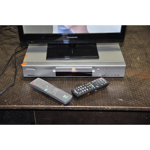 1065 - A PANASONIC TX-L19XM6B 19in TV WITH REMOTE and a Hitachi DVD player with remote (both PAT pass and w... 