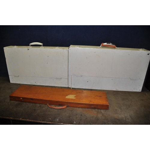 1072 - TWO WOODEN CARPENTERS TOOLBOXES CONTAINING TOOLS including a boxed saw, toolmakers clamps, files, sa... 