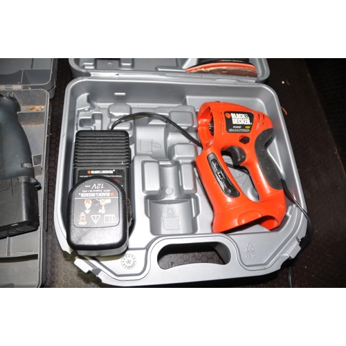 1098 - A BOSCH GSB12 VSP-2 12V DRILL with one battery (no charger) and a Black and Decker Quattro 12v cordl... 