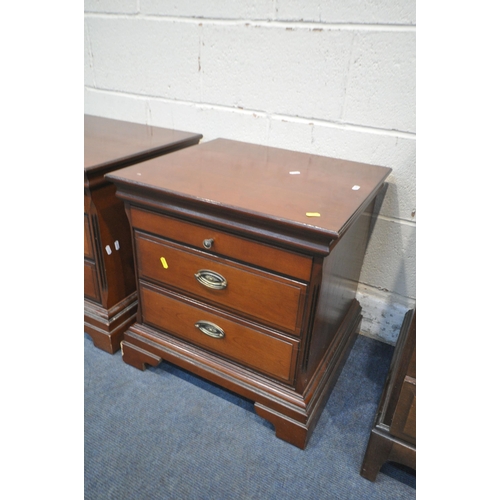 1205 - A STAG MINSTREL FOUR DRAWER BEDSIDE CHEST, along with a pair of cherrywood bedside cabinets, with tw... 