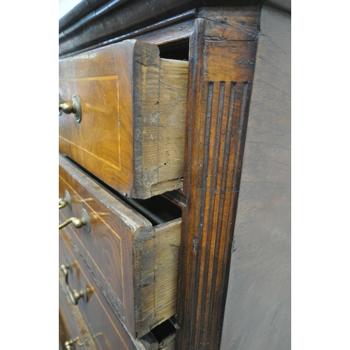 1228 - A WILLIAM AND MARY STYLE WALNUT AND BOX STRUNG CHEST ON STAND, fitted with an arrangement of eight d... 