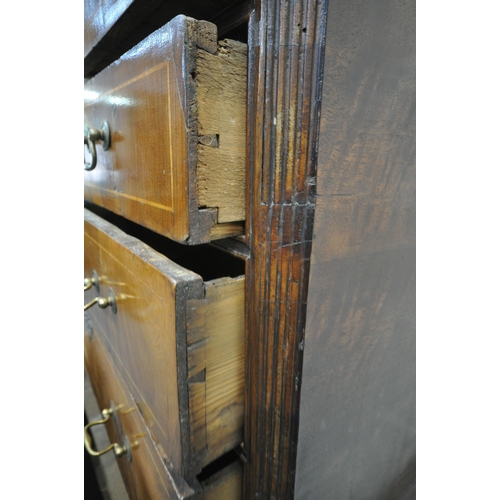 1228 - A WILLIAM AND MARY STYLE WALNUT AND BOX STRUNG CHEST ON STAND, fitted with an arrangement of eight d... 