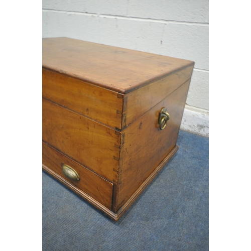 1246 - A LATE 19TH CENTURY WALNUT BLANKET CHEST, bearing a brass label reading Whitfield & Co, Birmingham, ... 