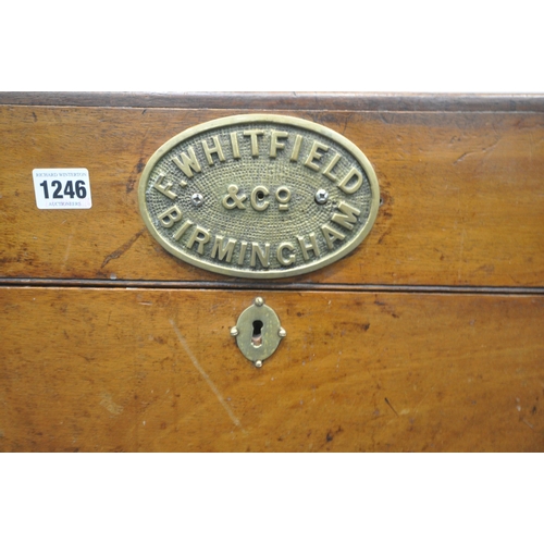 1246 - A LATE 19TH CENTURY WALNUT BLANKET CHEST, bearing a brass label reading Whitfield & Co, Birmingham, ... 