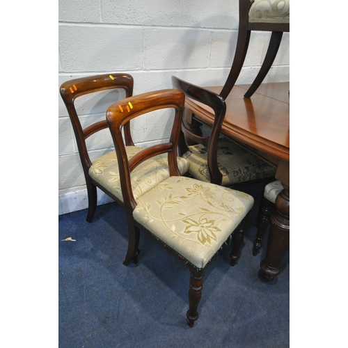 1259 - A VICTORIAN STYLE WALNUT WIND OUT DINING TABLE, with two additional leaves, extended length 192cm x ... 