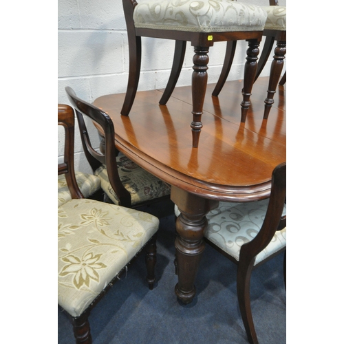 1259 - A VICTORIAN STYLE WALNUT WIND OUT DINING TABLE, with two additional leaves, extended length 192cm x ... 