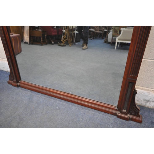 1269 - AN EDWARDIAN WALNUT OVERMANTEL MIRROR, 132cm x 145cm (condition report: alteration to the top, scuff... 