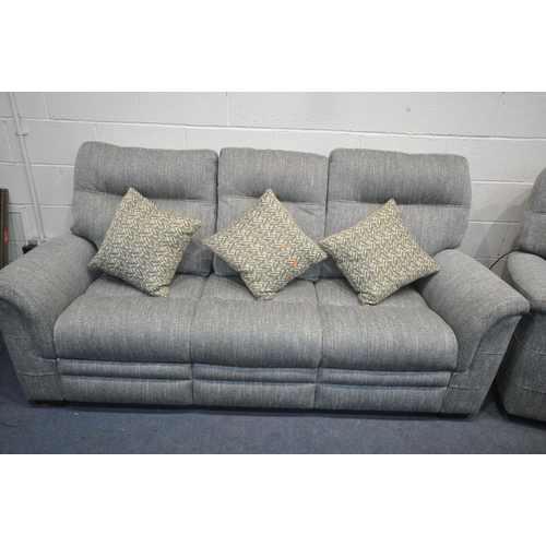 1278 - A PARKER KNOLL BLACK AND WHITE PATTERNED THREE PIECE LOUNGE SUITE, comprising a three seater settee,... 