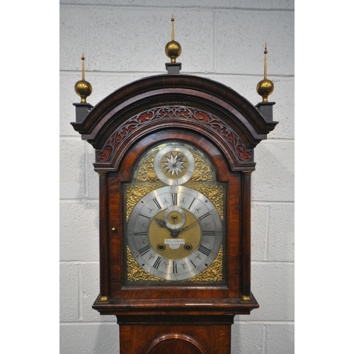 1285 - A GEORGE II WALNUT ONE-MONTH DURATION LONGCASE CLOCK, BY SAMUEL STRETCH OF BRISTOL, circa 1730, the ... 