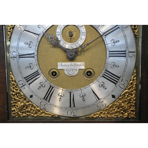 1285 - A GEORGE II WALNUT ONE-MONTH DURATION LONGCASE CLOCK, BY SAMUEL STRETCH OF BRISTOL, circa 1730, the ... 