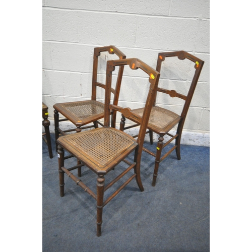 1292 - TWO SETS OF THREE EDWARDIAN CHAIRS, along with an oak gate leg table (condition report: scuffs and s... 