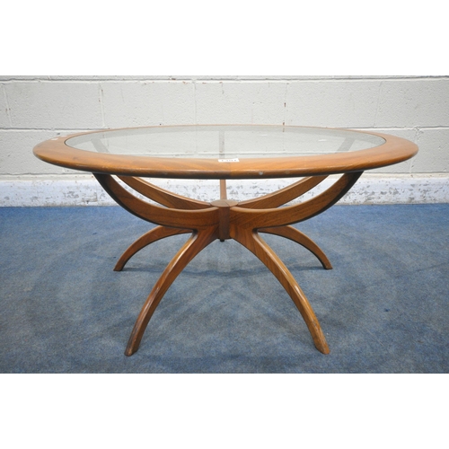 1301 - A MID CENTURY G PLAN ASTRO SPIDER COFFEE TABLE, with a glass insert, diameter 91cm x height 45cm (co... 