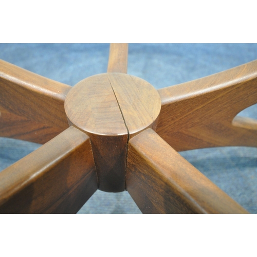 1301 - A MID CENTURY G PLAN ASTRO SPIDER COFFEE TABLE, with a glass insert, diameter 91cm x height 45cm (co... 