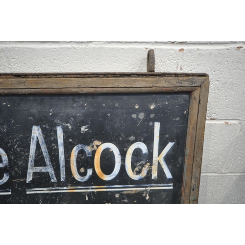 1304 - A 19TH CENTURY RECTANGULAR HANGING SIGN, with an iron and pine frame, reading Jerome Alcock, printer... 