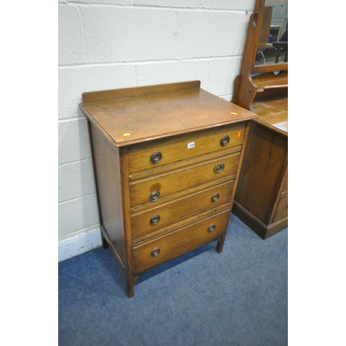 1306 - AN EARLY 20TH CENTURY OAK DRESSING CHEST, with a single mirror, and three drawers, width 84cm x dept... 