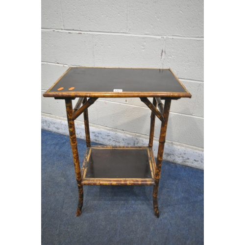 1317 - A BAMBOO OCCASIONAL TABLE, with an ebonised top, width 53cm x depth 37cm x height 72cm (condition re... 