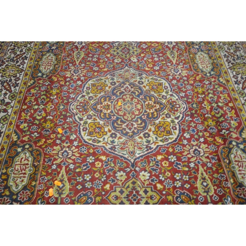 1333 - TWO 20TH CENTURY SYNTHETIC SILK RUGS, of two colours and intricate designs, 182cm x 145cm (condition... 