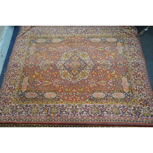 1333 - TWO 20TH CENTURY SYNTHETIC SILK RUGS, of two colours and intricate designs, 182cm x 145cm (condition... 